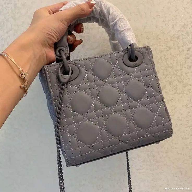 Cheap Grey Cannage Bag Ultramatte Calfskin Lady Dior Mini 0624 Luxury